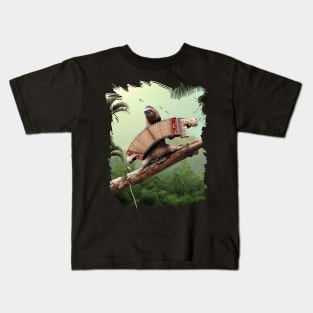 Sloth Playing Accordion Funny Kids T-Shirt